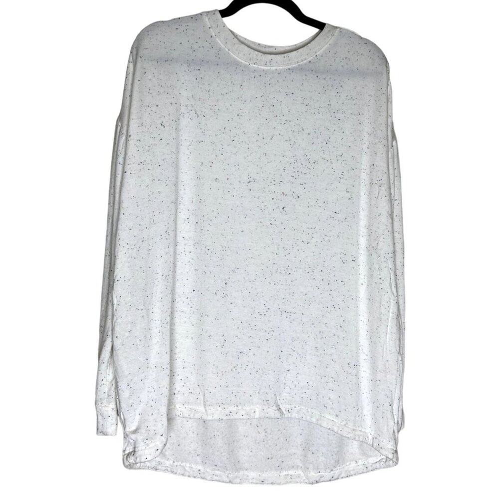 Three Dots Women’s Lightweight Knit Sweater Speckled Gray Long Sleeve Top M